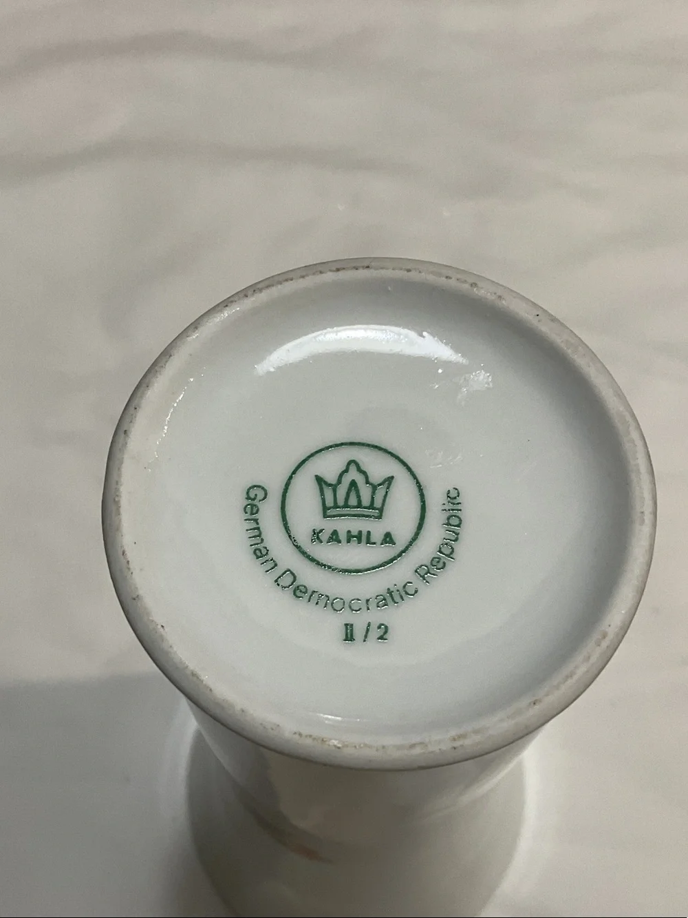 White Porcelain Floral Bud Vase - Pink & Green Bouquet made in Germany.